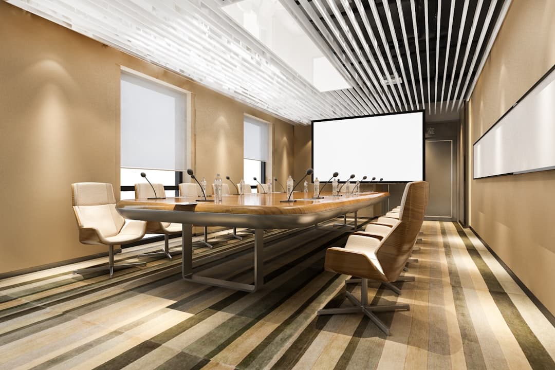 Corporate meeting room with projector screen and conference table in Grand Prairie Texas